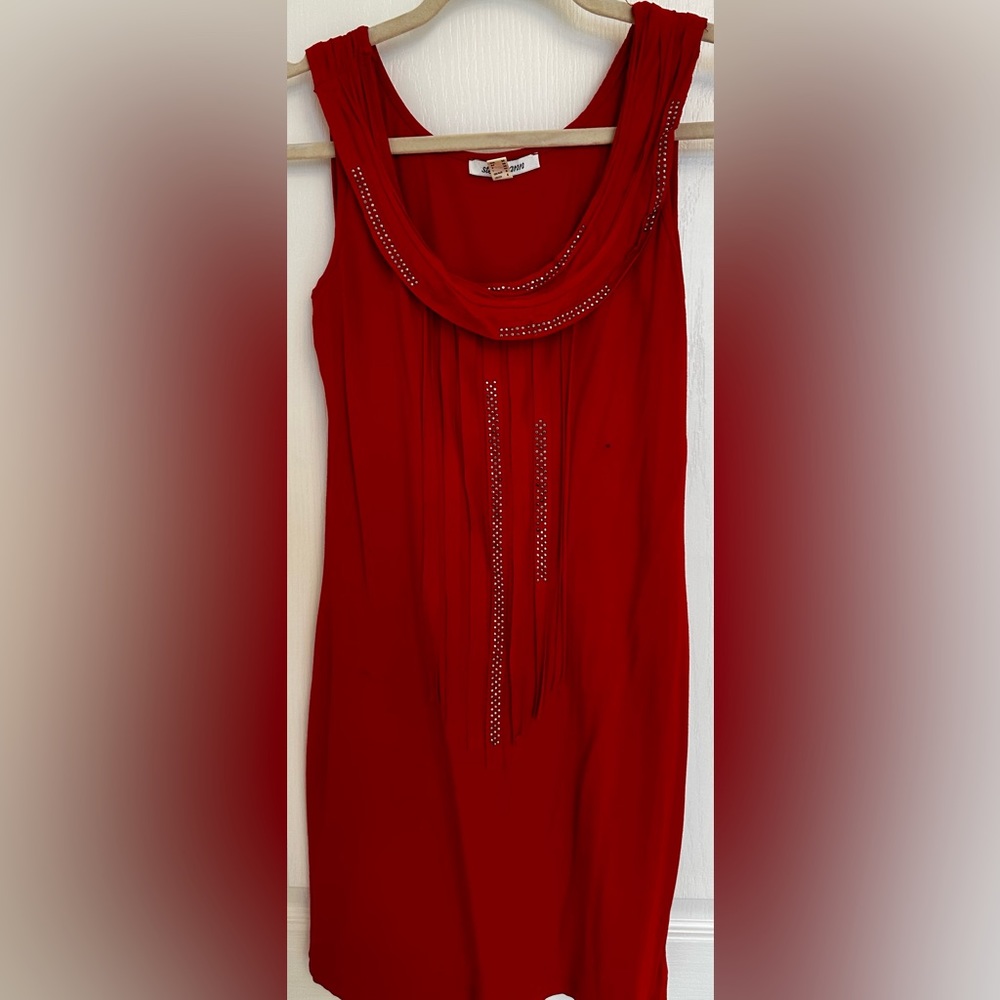 STEILMANN RED SLEEVELESS PARTY DRESS WITH SEQUIN SIZE 4
